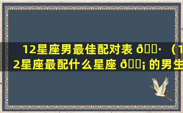 12星座男最佳配对表 🌷 （12星座最配什么星座 🐡 的男生）